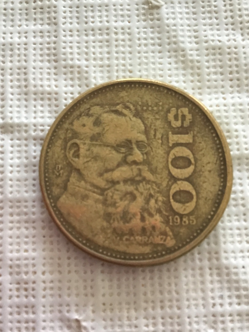 Vintage 100 Peso Coin - Gold Tone